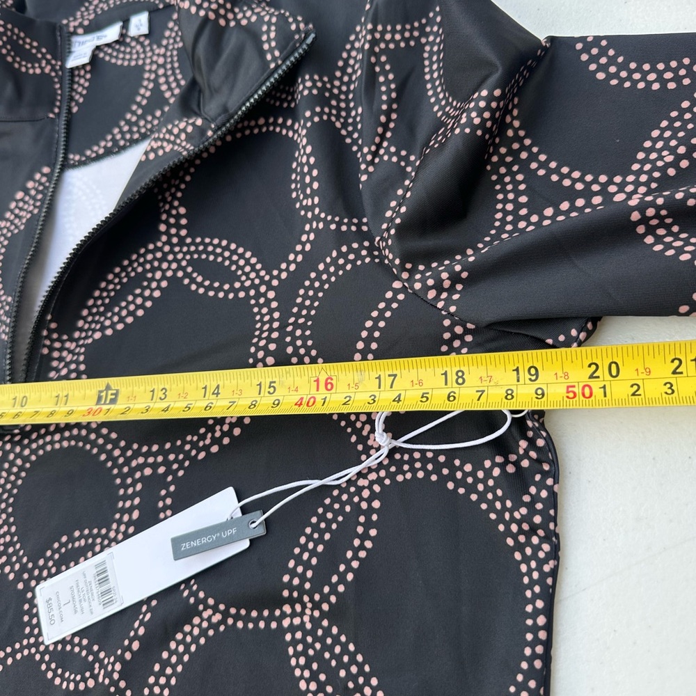 Chico's Black Half-Zip Sweatshirt with Pink Dot Circle Print - Picture 5 of 5